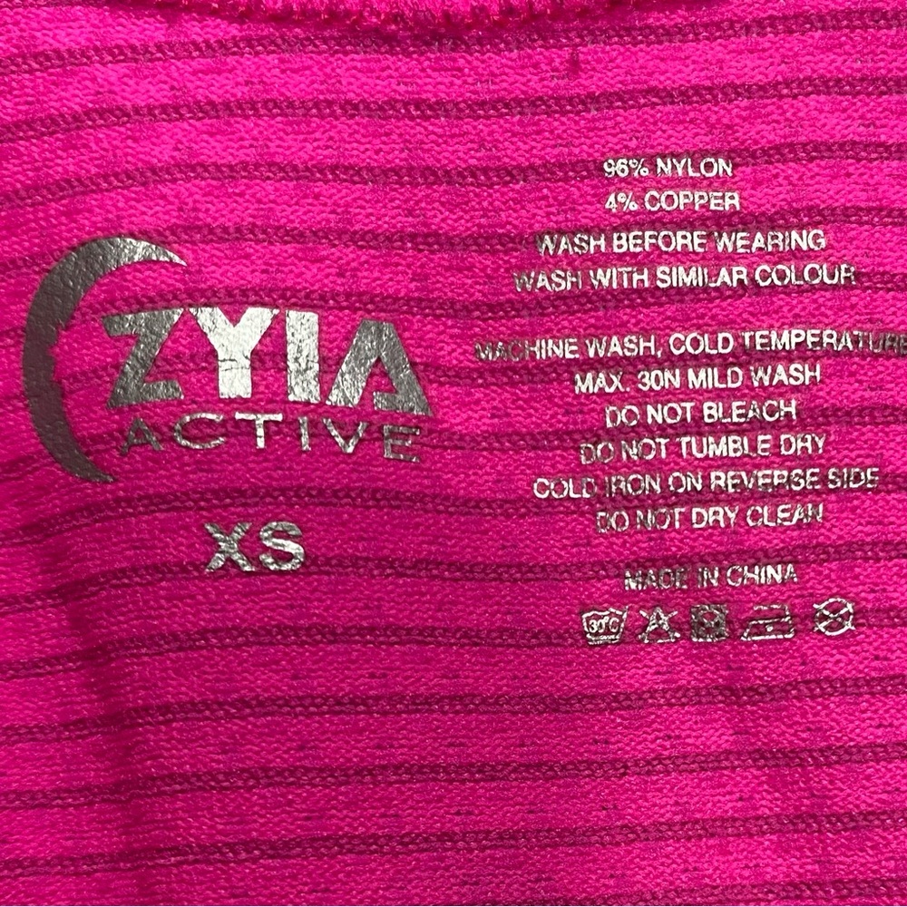 2/$30 ZYIA Active Fuchsia Pink Racerback Stretchy Top Size XS #1272 - Picture 5 of 7